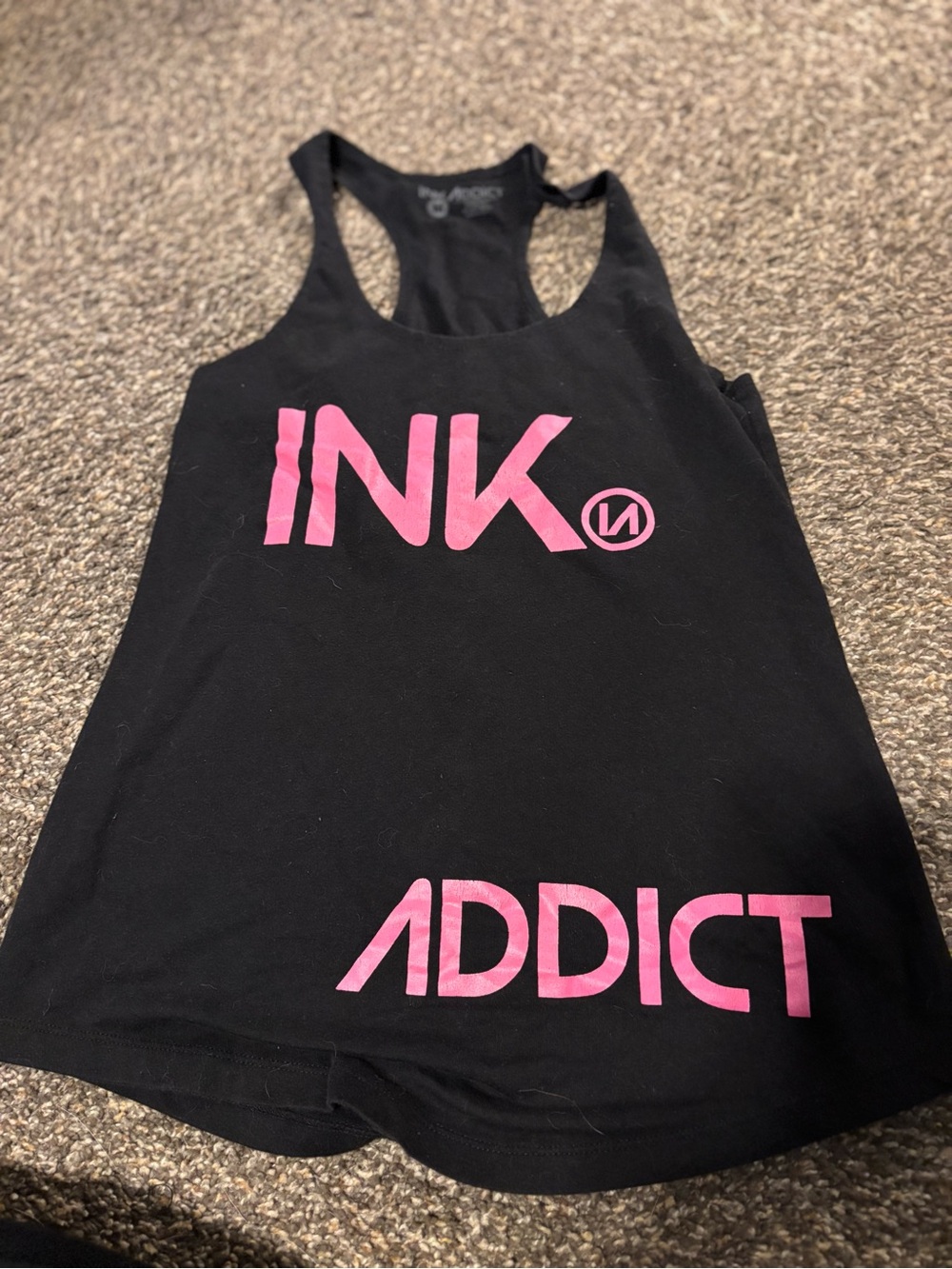 INK ADDICT Black Tank with Pink Logo